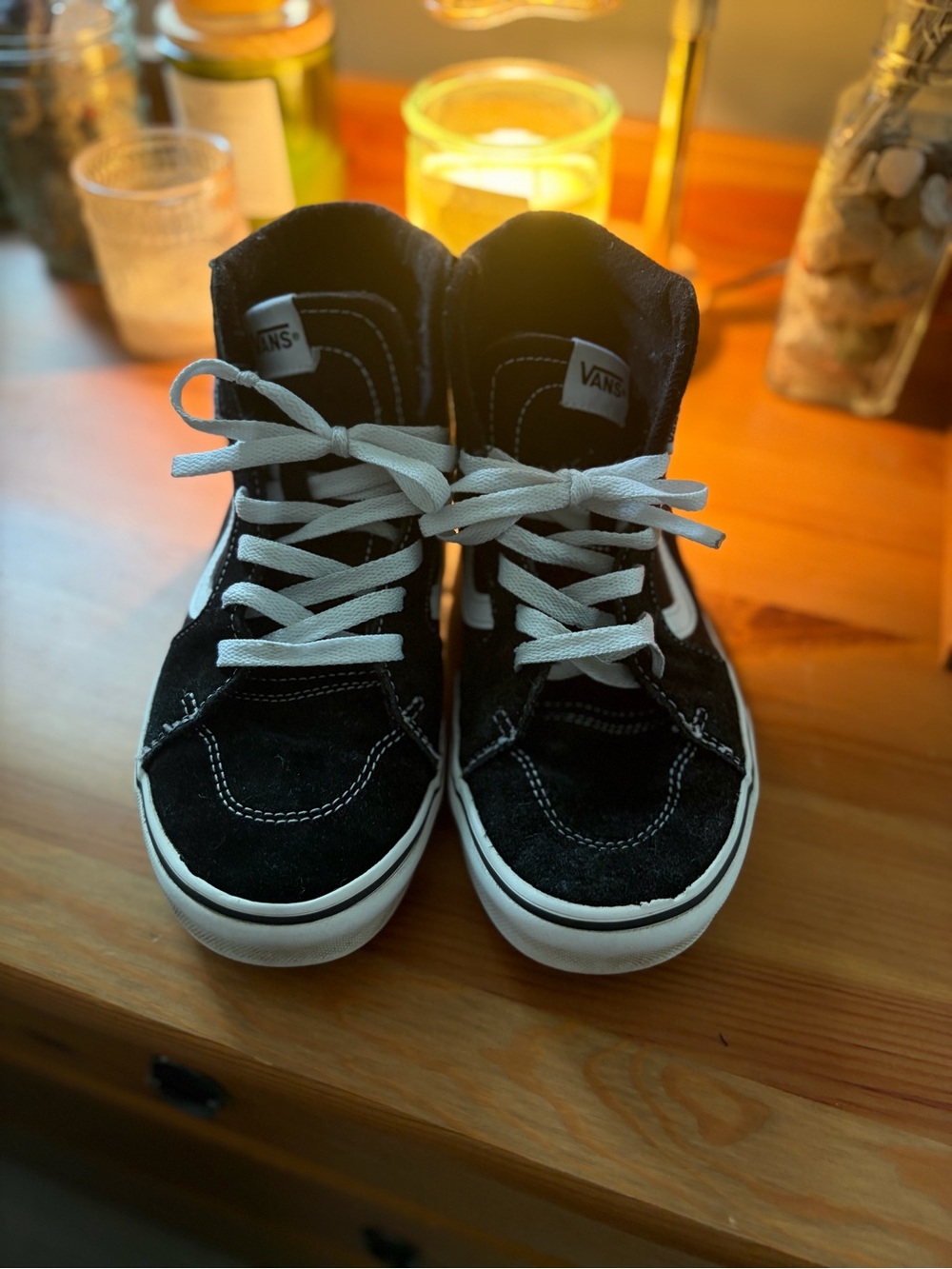 Vans Kids Black and White High-Top Sneakers
